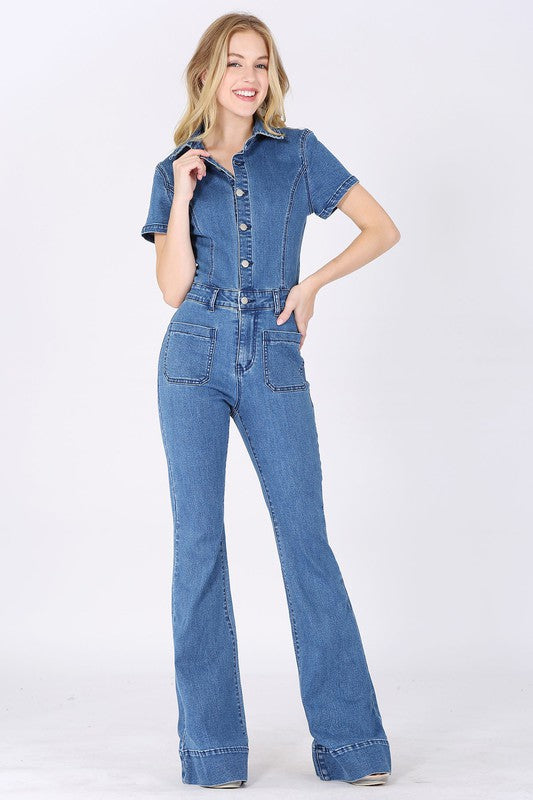 Denim Flared Jumpsuit