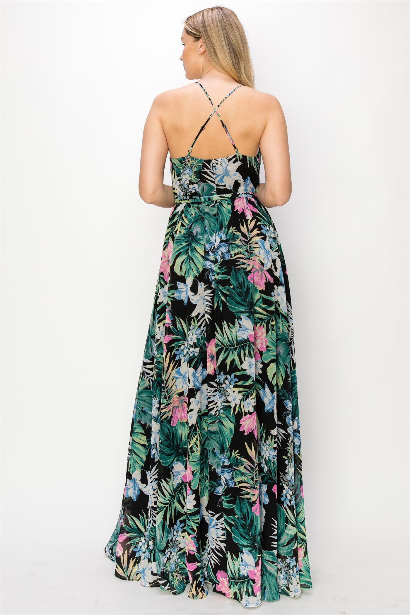 Sleeveless Floral Wrap Dress